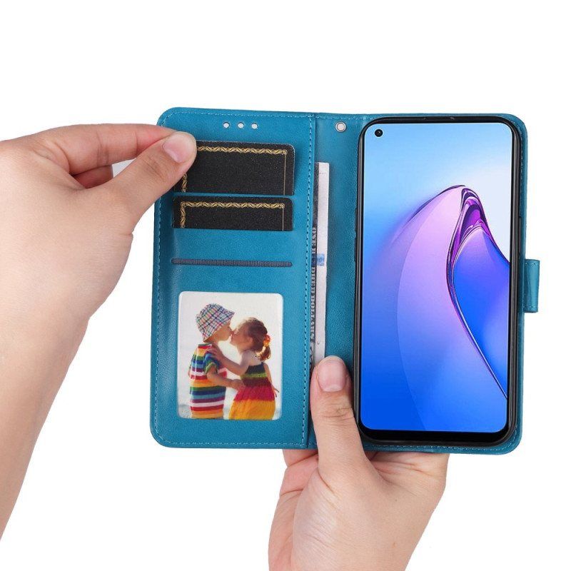 Lærdeksel Til Oppo Reno 8 Med Kjede Strappy Solsikke