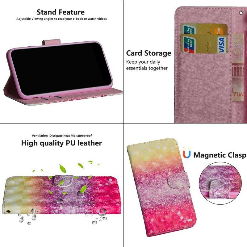 Lærdeksel Til Realme C11 Magenta Glittergradient
