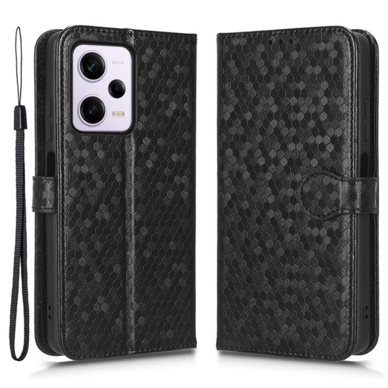 Lærdeksel Til Xiaomi Redmi Note 12 Pro Plus Med Kjede 3d-mønster Strappy